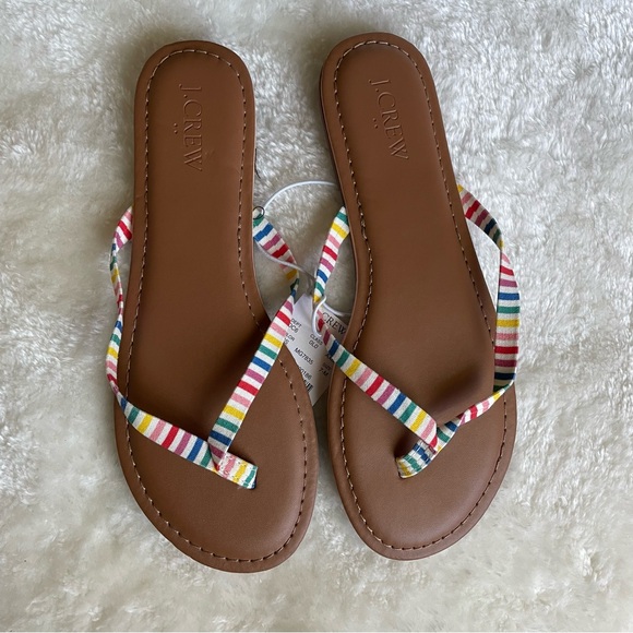 J. CREW COLORFUL STRIPED SANDALS SIZE 7 NWT - Picture 2 of 3